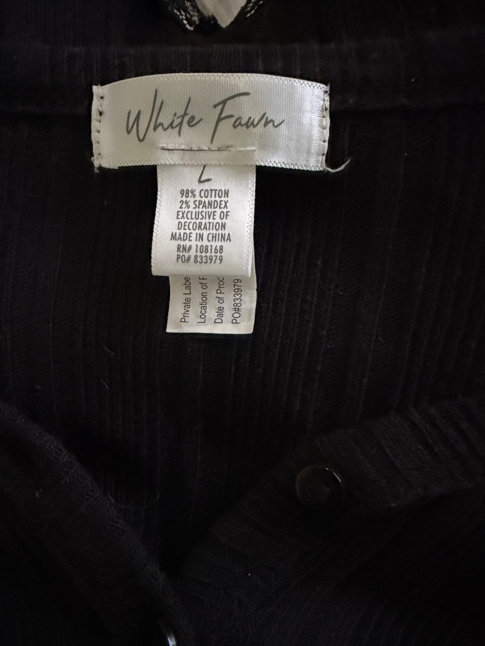 White Fawn Black Button-Down Ribbed Shirt - Women's